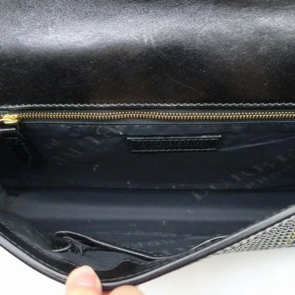 Burberry Prorsum Margot Oversize Buckle Clutch Black/Multi Woven Leather - Picture 10 of 12